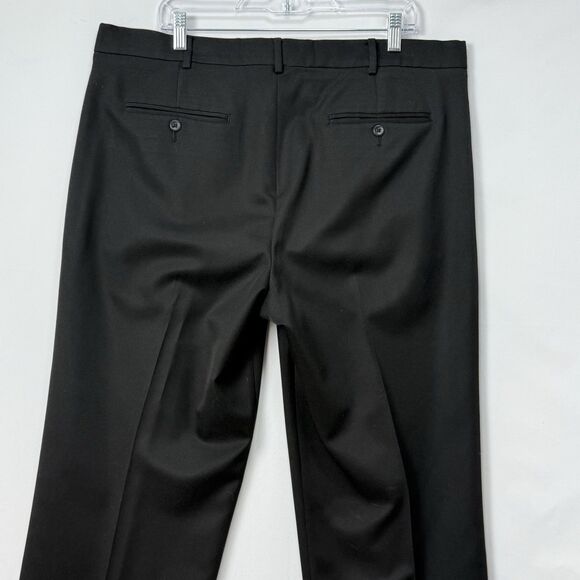 Vintage Perry Ellis Black Dress Pants Mens 38x30 Pleated Cuffed - Picture 6 of 16